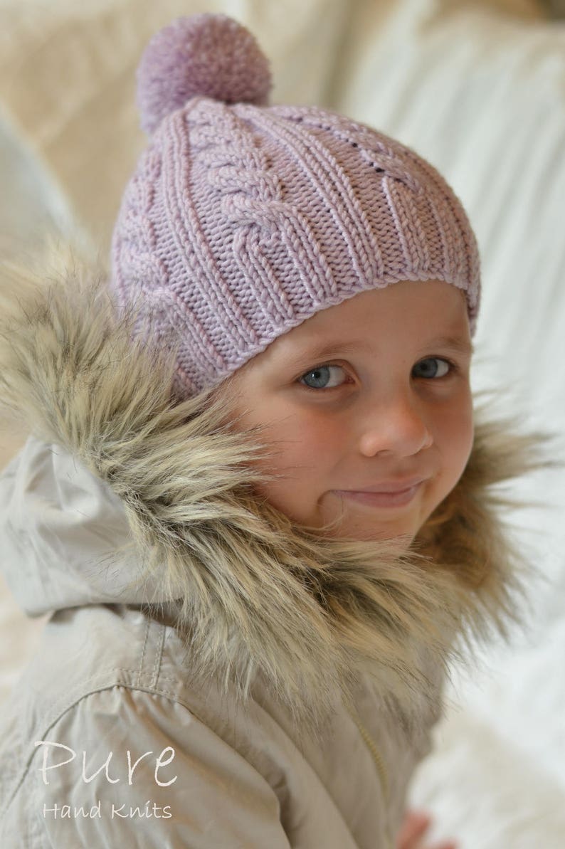 Cabled Pom Pom Hat Knitting Pattern Oscar Newborn to Adult Etsy Australia