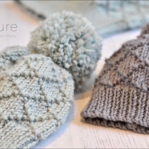 SIMPLE BOBBLE HAT Knitting Pattern Jasper Bobble Hat for Baby Child Adult