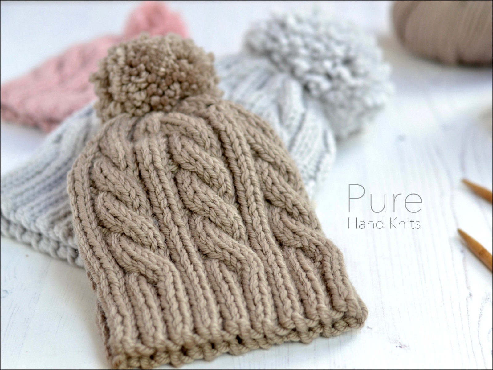 祝開店！大放出セール開催中 KNITTING PATTERN Etsy - Pattern Knitting Hat Bobble CHUNKY Oscar 帽子