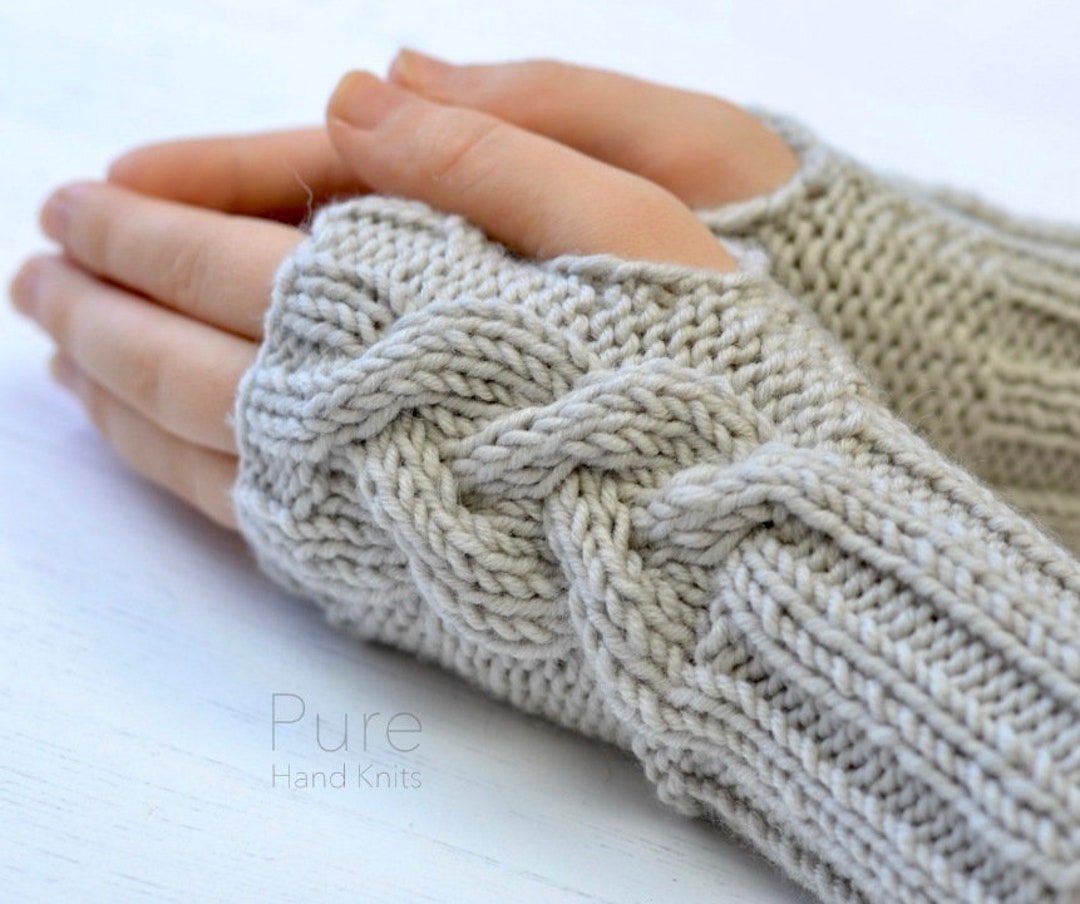 Knitting Pattern Cable Fingerless Gloves or Mitts Instant Download