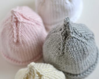 EASY PREEMIE and NEWBORN baby beanie knitting pattern Classic Pixie