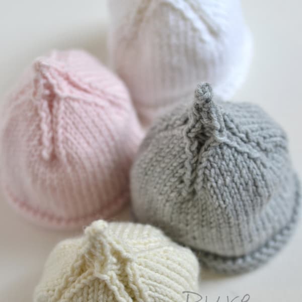 EASY PREEMIE and NEWBORN baby beanie knitting pattern Classic Pixie