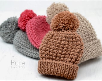 EASY CHUNKY Knitting Pattern ZEKE Bobble Hat