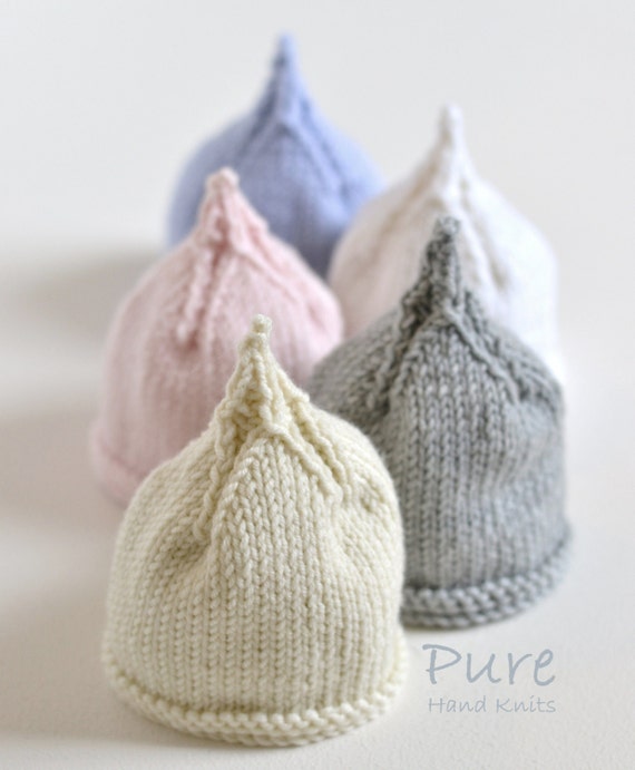 Chapeau Bébé Prématuré Tricoté Main - 100% Coton Naturel, Taille 2-2,5 Lbs, Neuf Avec Étiquettes