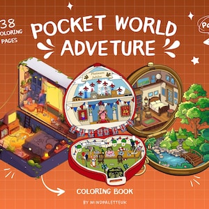 Printable Coloring Pages – Pocket World Adventure Coloring Book for Kids and Adults | Creative Art Therapy & Relaxation Digital Download