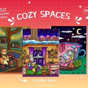 Cozy Spaces Printable Coloring Pages – Creative Coloring Book for Relaxation, Art Therapy and Stress Relief