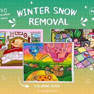 Winter Schneeräumung Malseiten - Druckbares Malbuch für Kinder und Erwachsene | Entspannende Kunsttherapie & kreative PDF