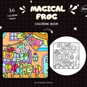 Magical Frog Coloring Book – Cozy Printable Frog Coloring Pages for Kids & Adults, Relaxing Forest Scenes and Cute Art Therapy
