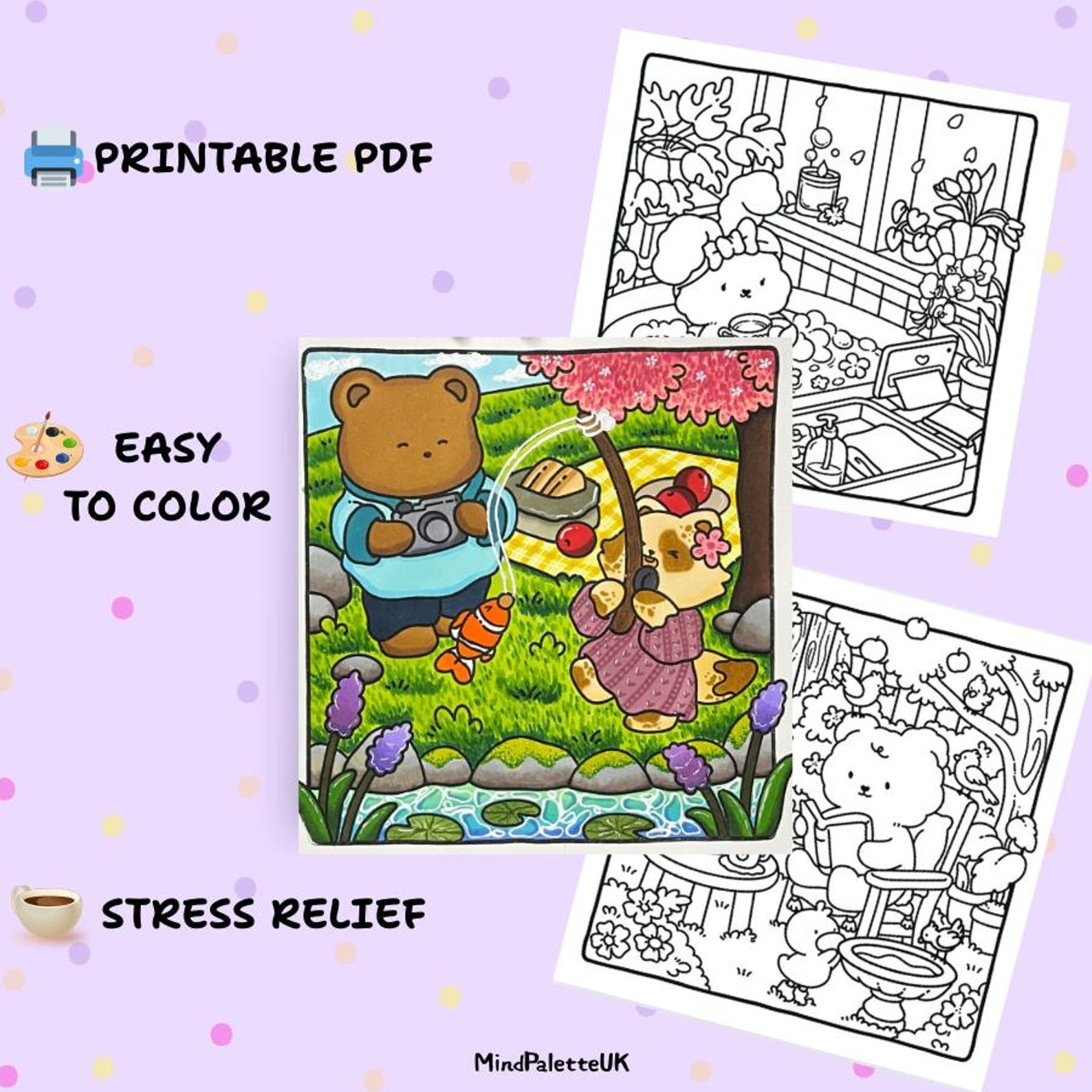 Romantic Cat - Chill Coloring Pages – 70 Cute & Easy Printable Animal ...