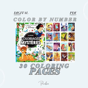 Libro para colorear por números, páginas para colorear digitales, dibujos animados para pintar por números, descarga instantánea, arte retro relajante de alta calidad, regalo para adultos y niños