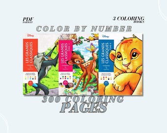 Libri da colorare Disney con i numeri, pagine da colorare di cartoni animati retrò (download in PDF)