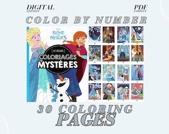 Cartoon Color By Number Book, Relaxing Retro Art (PDF Download)