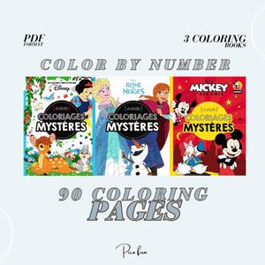 Kolorowanki według numerów Zestaw 3 Cyfrowych Malowanych według numerów Kolorowanki z kreskówek PDF Natychmiastowe pobieranie Wysokiej jakości Sztuka Retro Dorosły DIY Prezent dla Dzieci