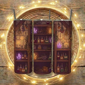 Witchy Shelf Tumbler Wrap 20oz Kristall Apoteksdryckflaska Magic Shop Vibe