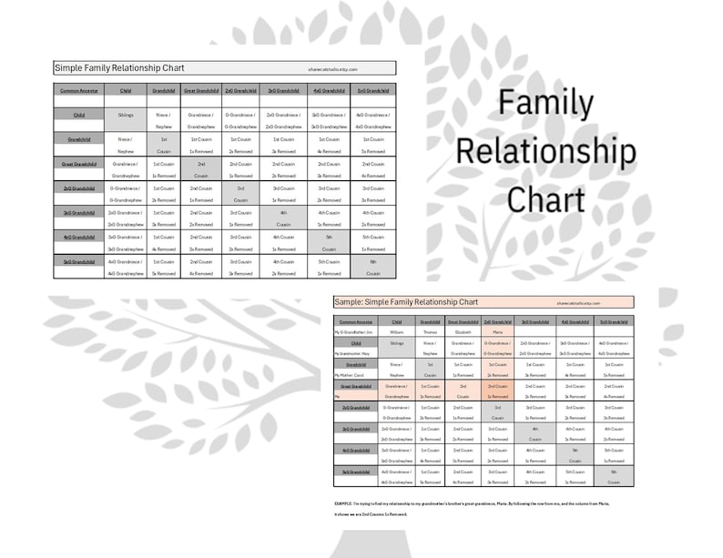 Simple Family Relationship Chart - Etsy