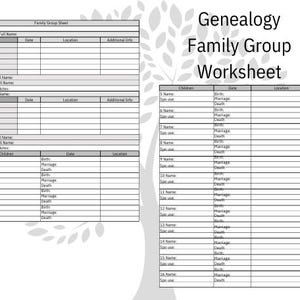 Genealogy Family Group Worksheet