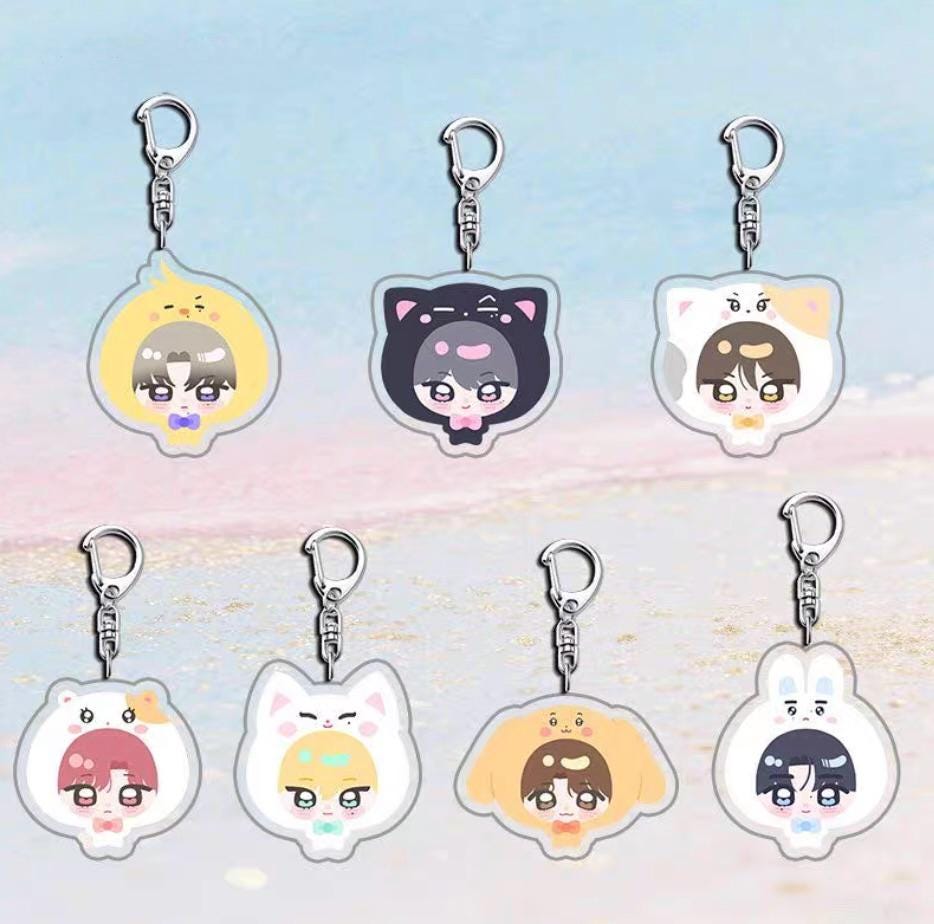 Idol Keychains Enha Kpop Boy Group Inspired Animal Chibi Acrylic Keychain Fanmade Idol ...