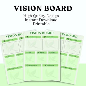 Printable Vision Board Kit 2025 – PDF Goal Setting Planner with Affirmations, Manifestation Words, Dream Life Templates, Instant Download