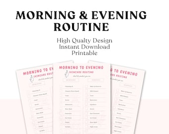 Printable Morning & Evening Skincare Routine Checklist – Daily Self-Care Tracker, Beauty Journal, Skin Care Planner PDF, Instant Download