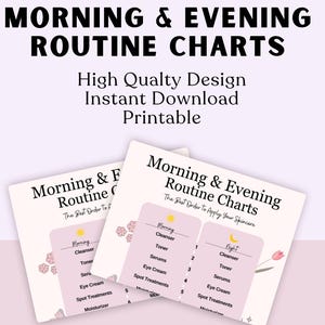 Printable Morning & Evening Skincare Routine Checklist – Daily Self-Care Tracker, Beauty Journal, Skin Care Planner PDF, Instant Download
