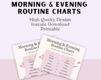 Printable Morning & Evening Skincare Routine Checklist – Daily Self-Care Tracker, Beauty Journal, Skin Care Planner PDF, Instant Download