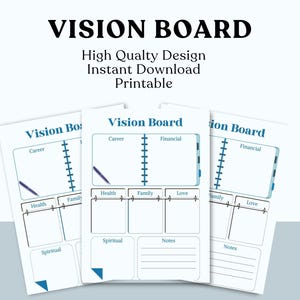 Printable Vision Board Kit 2025 – PDF Goal Setting Planner with Affirmations, Manifestation Words, Dream Life Templates, Instant Download