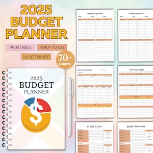 2025 Budget Planner Printable, Finance Tracker, Finance Planner, Income and Expense Tracker, Printable Budget Planner, Instant Download