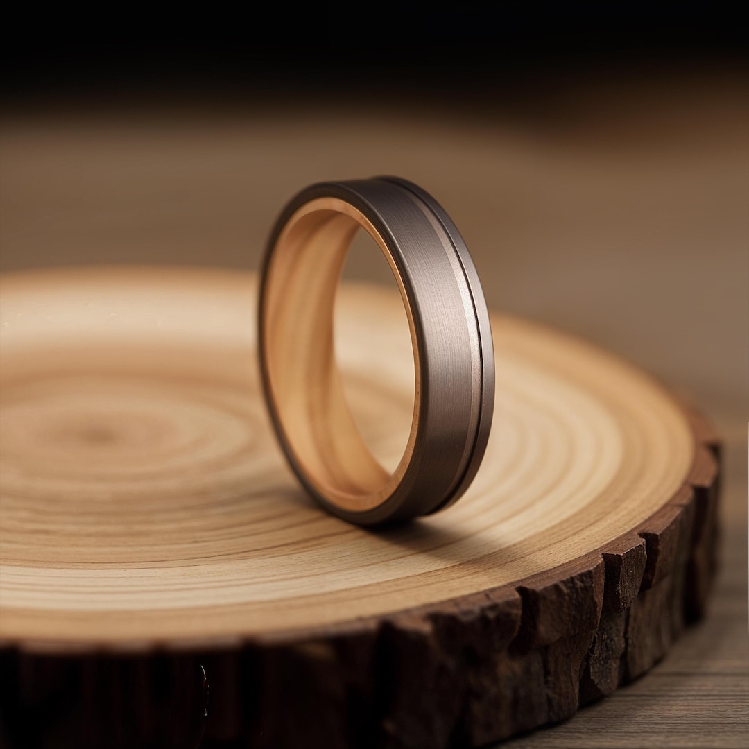 Koa Wood Tungsten Wedding Band — Hawaiian Wooden Ring — Men's Inlay ...