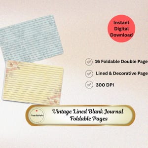 Vintage Scrapbooking Pages, Printable Junk Journal Kit, Retro Lined Paper ,Digital Download Journal Supplies,Scrapbook Paper,Journal Charms