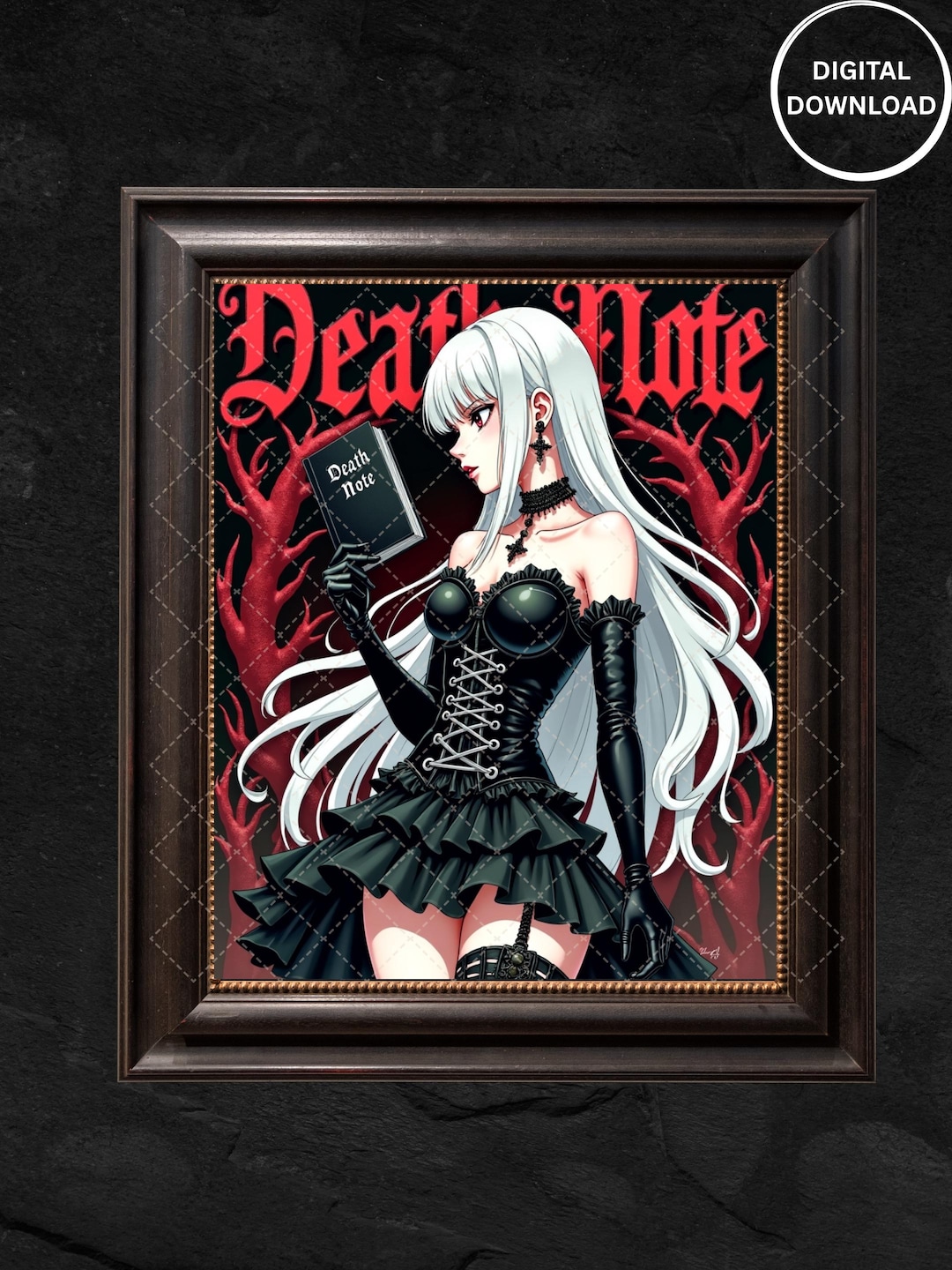 Gothic Font Death Note Gothic Death Note Poster, Misa Amane Inspired Anime Wall Art Print ...