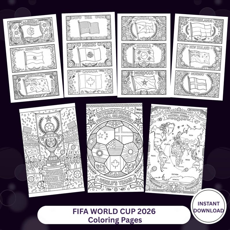 Bandeiras para colorir da Copa do Mundo FIFA 2026, livro de futebol com ...