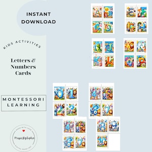 Attività per bambini in età prescolare, numeri e lettere, schede didattiche per bambini piccoli per imparare e giocare, gioco educativo, attività stampabile, istruzione parentale