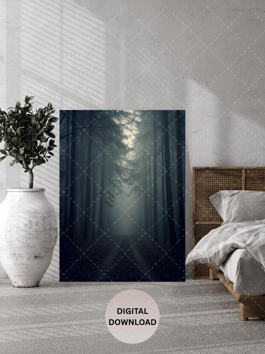 Foggy Forest Gothic Wall Art Print, Moody Nature Printable Poster, Dark ...