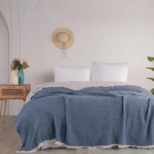 Organic Cotton Gauze Throw Blanket: Boho Turkish Bedspread
