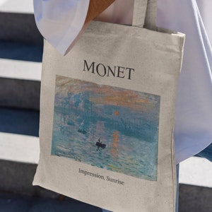 Monet Impression Sunrise Tote Bag-graphic tote bag,monet tote bag,monet art gift,claude monet tote bag,claude monet gift,claude monet bag
