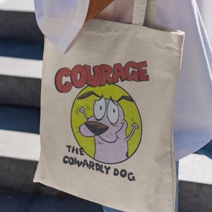 Courage the Cowardly Dog Tote Bag-graphic tote bag,dog tote bag,funny dog bag,cartoon tote bag,dog cartoon bag,dog lover tote bag,dog bag