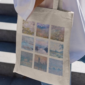 Monet Collage Tote Bag-graphic tote bag,monet tote bag,monet art gift,claude monet tote bag,claude monet gift,claude monet bag,monet gifts
