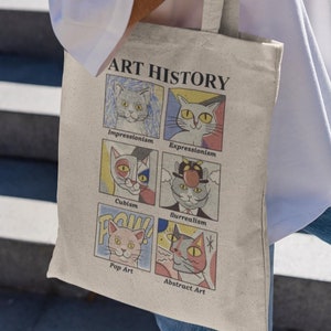 Cat Art History Tote Bag-graphic tote bag,cat art tote bag,cats tote bag,art history tote bag,cat tote bags,cat lover bag,cat canvas bag