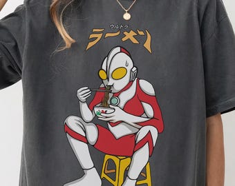 Comfort Colors Ultraman Ramen Shirt: Japanese Anime Graphic Tee,Kawaii Otaku Streetwear