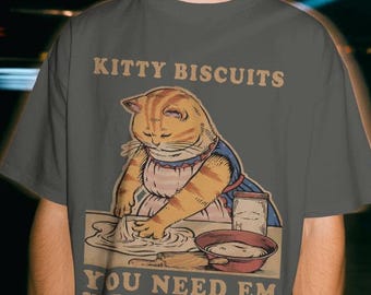 Comfort Colors Kitty Kekse T-Shirt: Lustiges Knetkatzen-Grafik-T-Shirt