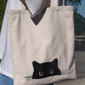 Black Cat Tote Bag-graphic tote bag,cats tote bag,cat lover bag,cat bag,cat canvas bag,cat totes,funny cat bag,funny cats gifts,cat mom tote
