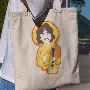 George Harrison Tote Bag-graphic tote bag,beatles tote bag,beatles canvas bag,the beatles bag,the beatles gifts,vintage tote bag,beatles bag