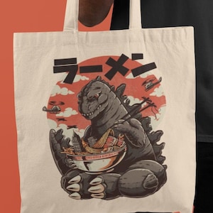 Godzilla Tote Bag-graphic tote bag,godzilla canvas bag,godzilla bag,movie tote bag,godzilla gifts,king of the monsters godzilla,gift for son