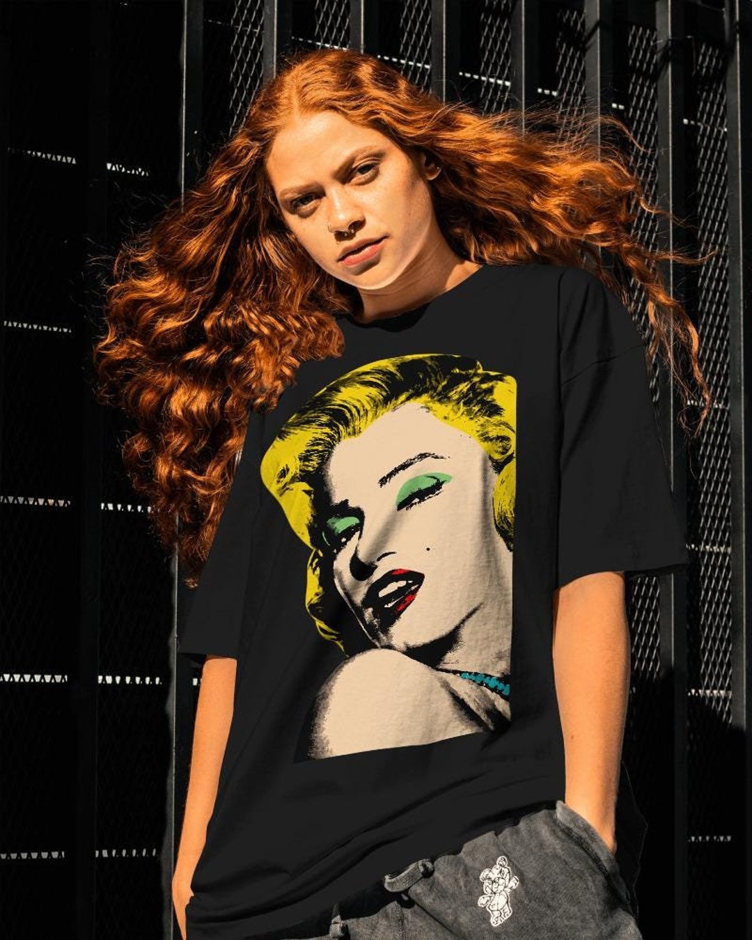 T-shirt Homme Col Rond Gris Marilyn Monroe Actrice Cinéma Film Vintage