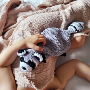 Crochet Raccoon Snuggler Pattern | Plush Raccoon Comfort Toy | Baby Sleeping Toy | Baby Shower Gift | Instant PDF | Personalized Gift