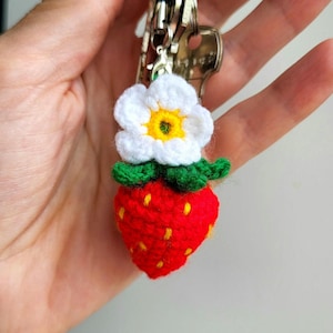 Strawberry Crochet Keychain Pattern | Tiny Fruit Bag charm | Cottagecore Spring Decor | Mother's Day Gift | Quick & Easy PDF Crochet Project