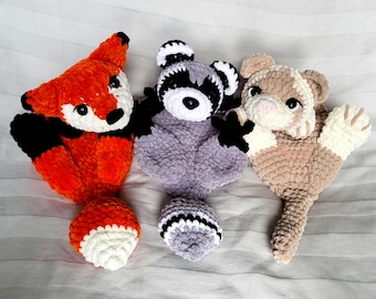 Lot de motifs au crochet Snugglers | Renard amigurumi, furet, raton laveur |  Crochet animaux de la forêt | Téléchargement PDF