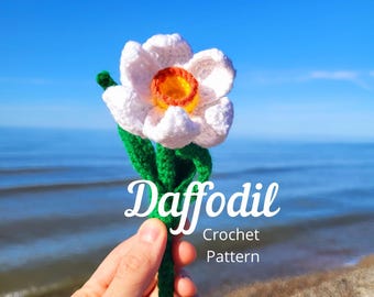 Patrón de ganchillo de narciso / Patrón de flor de ganchillo / Descarga en PDF