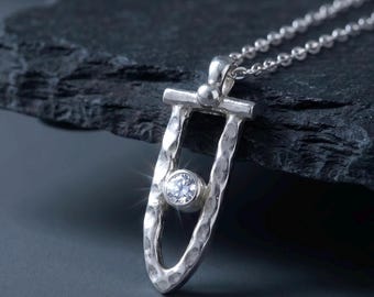 Handcrafted Silver Moissanite Necklace, Diamond Alternative Jewelry, Tarnish Resistant and Eco Friendly Pendant