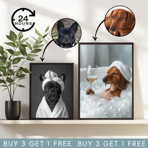 Custom Pet Portrait,Pet Shower Cap Art,Cat Dog on Toilet,Personalized Gift,Pet Portrait,Wall Art,Dog Portrait,Cat Portrait,Digital Download